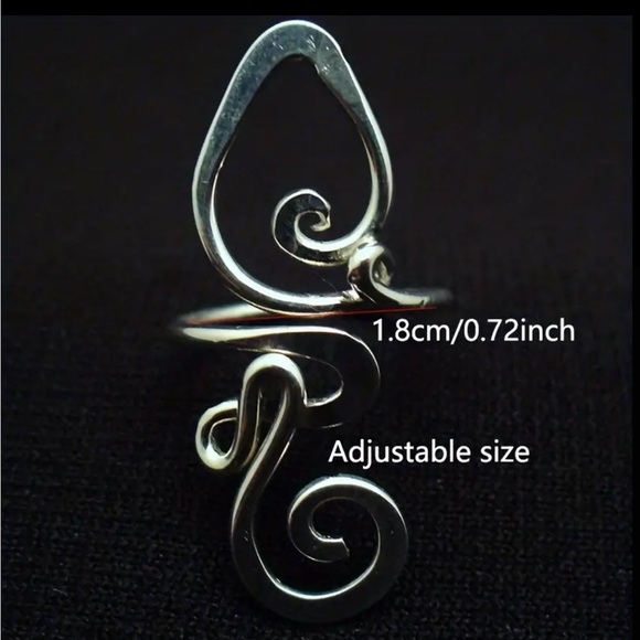 Boho Oversized Abstract Design Silver Tone Toe Ring - Picture 5 of 5